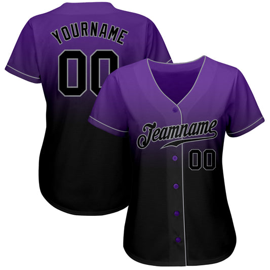 Custom Purple Black-Gray Authentic Fade Fashion Baseball Jersey - Sky-Custom