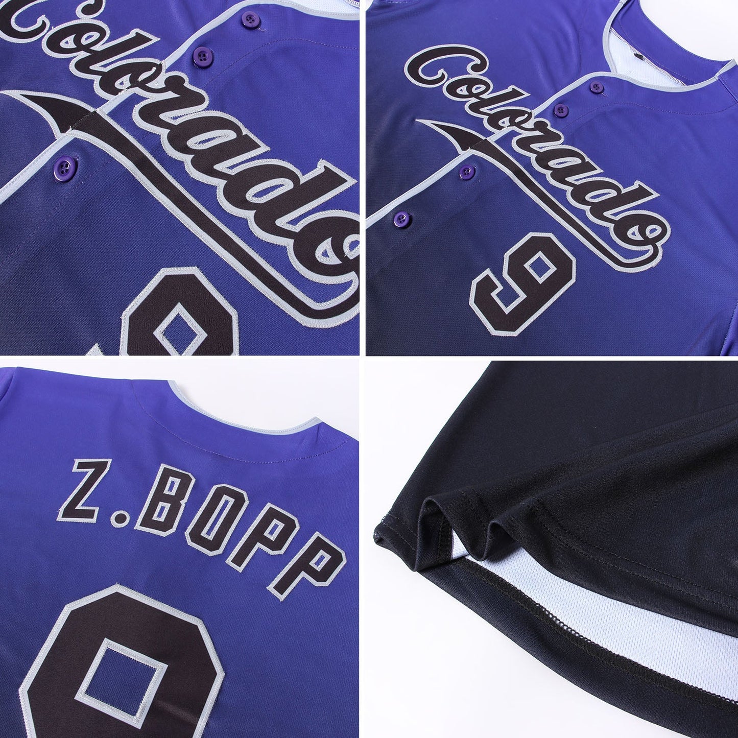 Custom Purple Black-Gray Authentic Fade Fashion Baseball Jersey - Sky-Custom