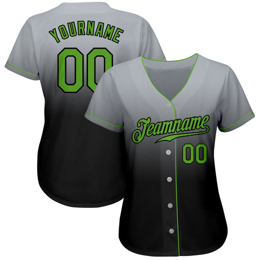 Custom Gray Neon Green-Black Authentic Fade Fashion Baseball Jersey - Sky-Custom