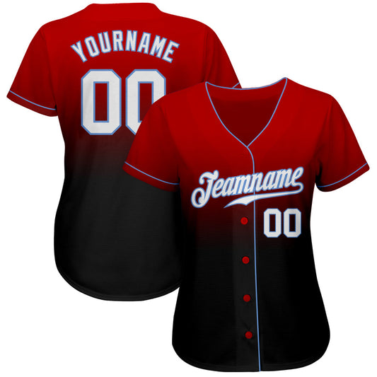 Custom Red White-Black Authentic Fade Fashion Baseball Jersey - Sky-Custom