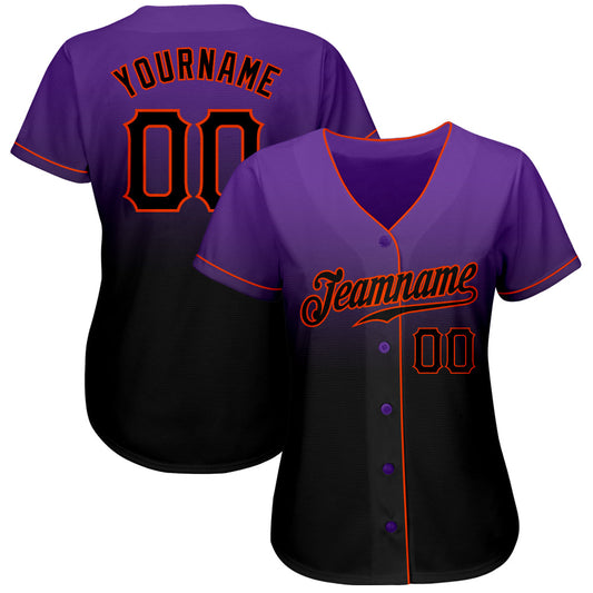 Custom Purple Black-Orange Authentic Fade Fashion Baseball Jersey - Sky-Custom