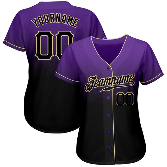 Custom Purple Black-Cream Authentic Fade Fashion Baseball Jersey - Sky-Custom