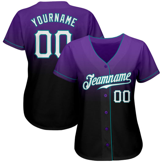 Custom Purple White-Black Authentic Fade Fashion Baseball Jersey - Sky-Custom