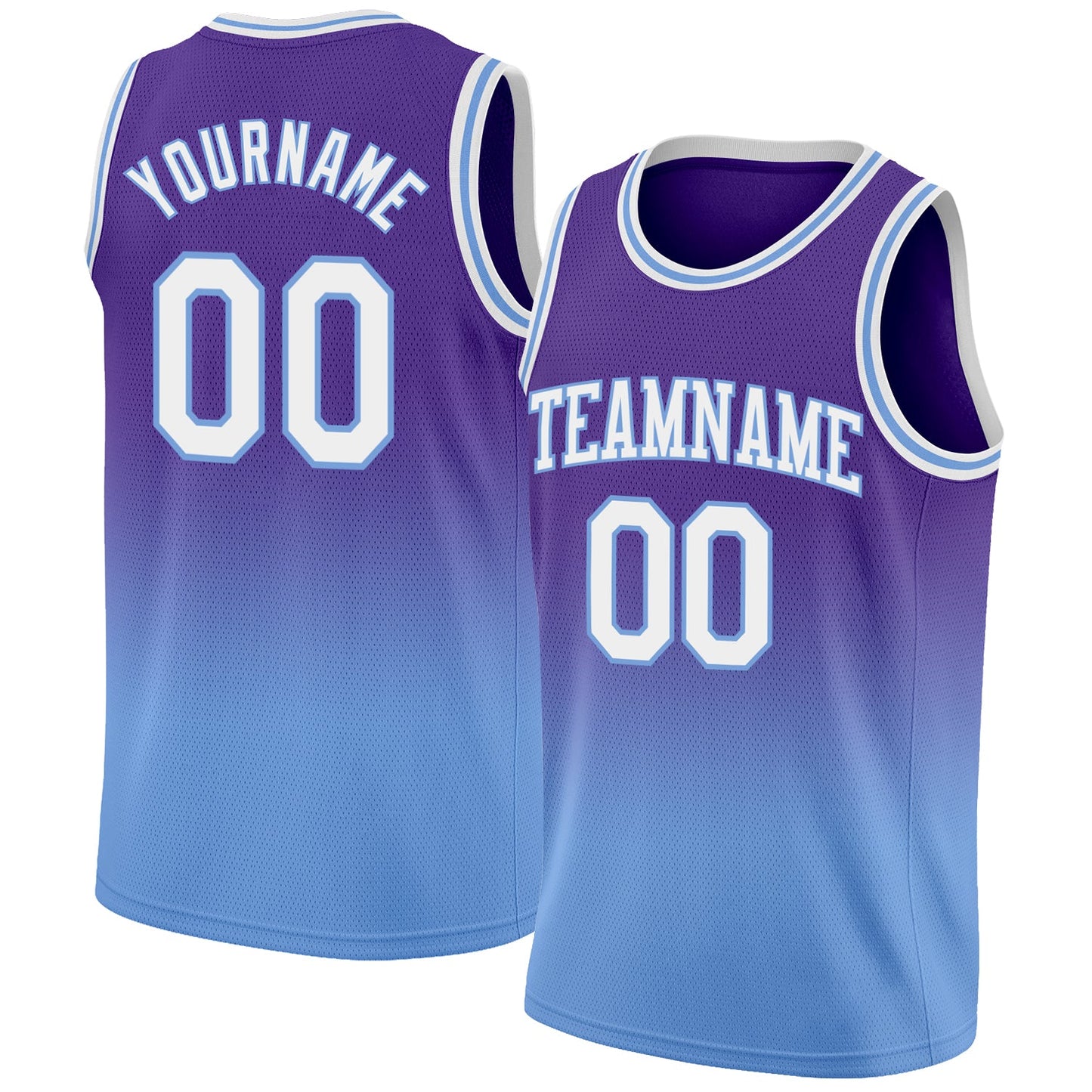 Custom Purple White-Light Blue Authentic Fade Fashion Basketball Jersey - Sky-Custom