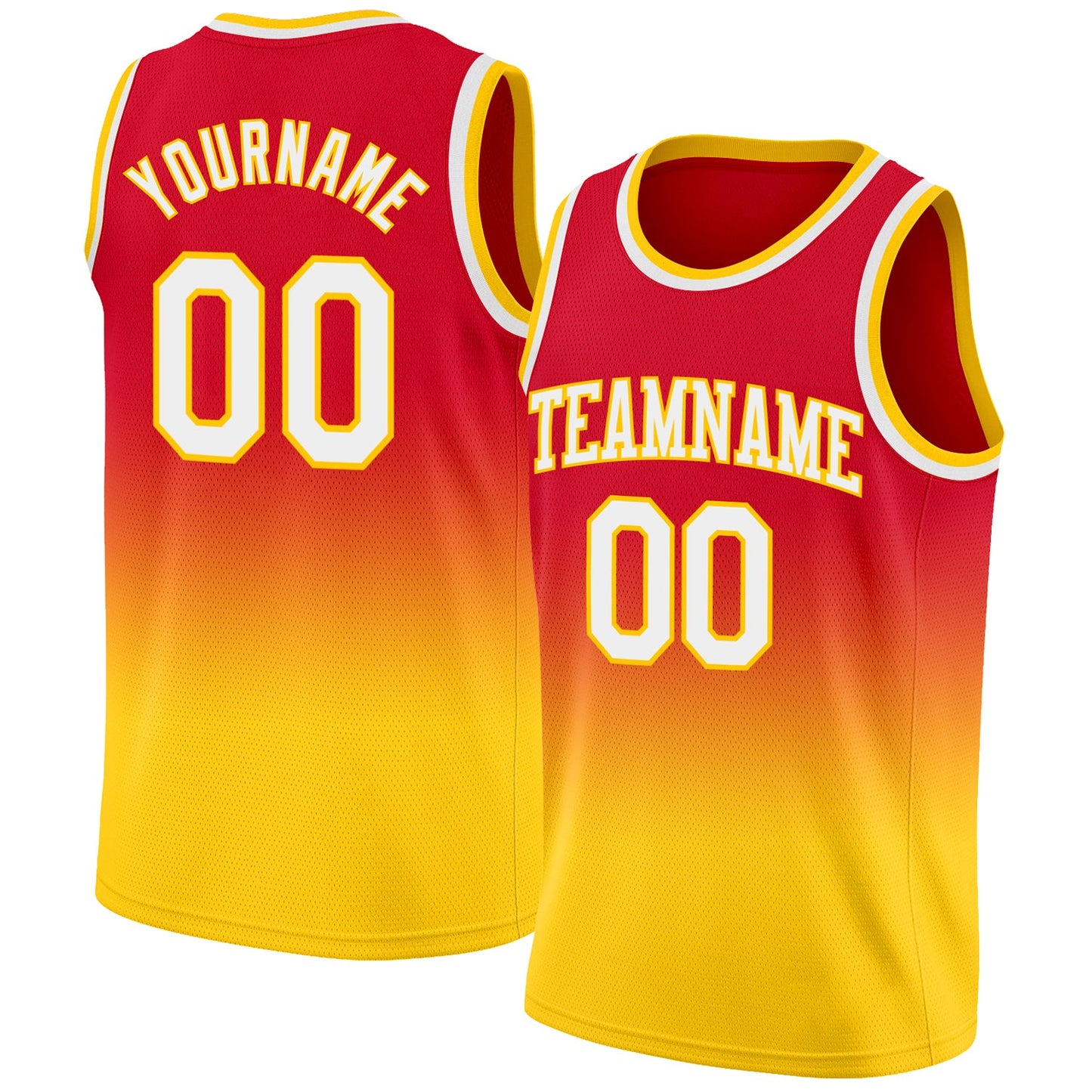 Custom Red White-Gold Authentic Fade Fashion Basketball Jersey - Sky-Custom