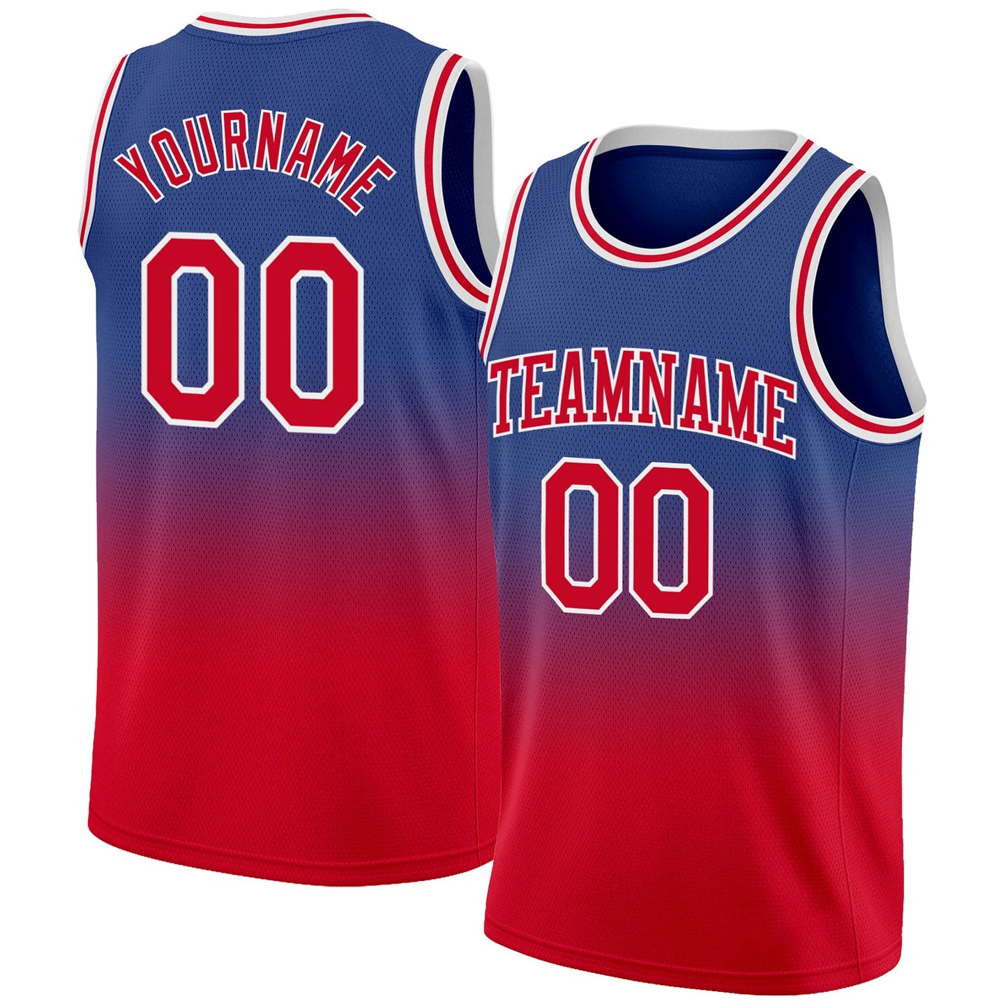 Custom Royal Red-White Authentic Fade Fashion Basketball Jersey - Sky-Custom