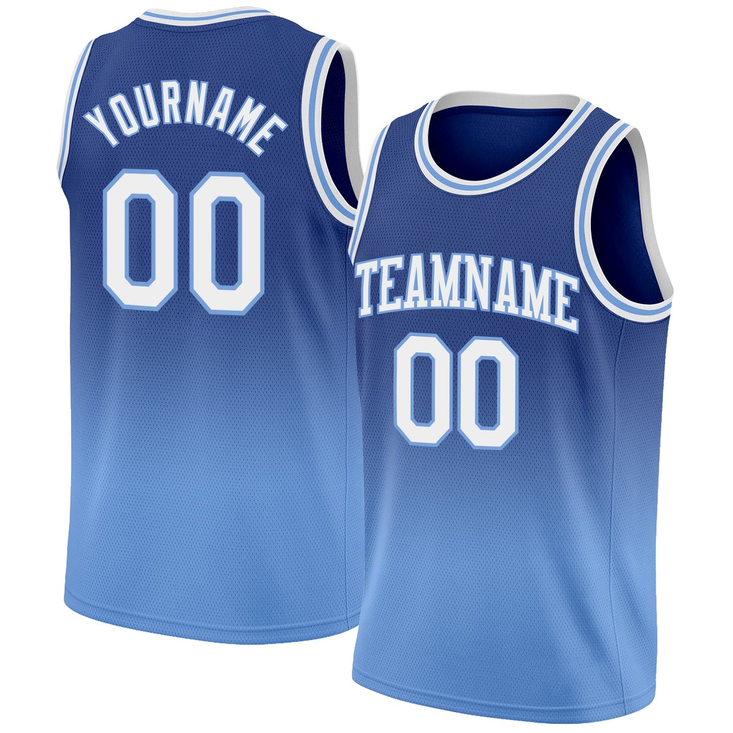 Custom Royal White-Light Blue Authentic Fade Fashion Basketball Jersey - Sky-Custom
