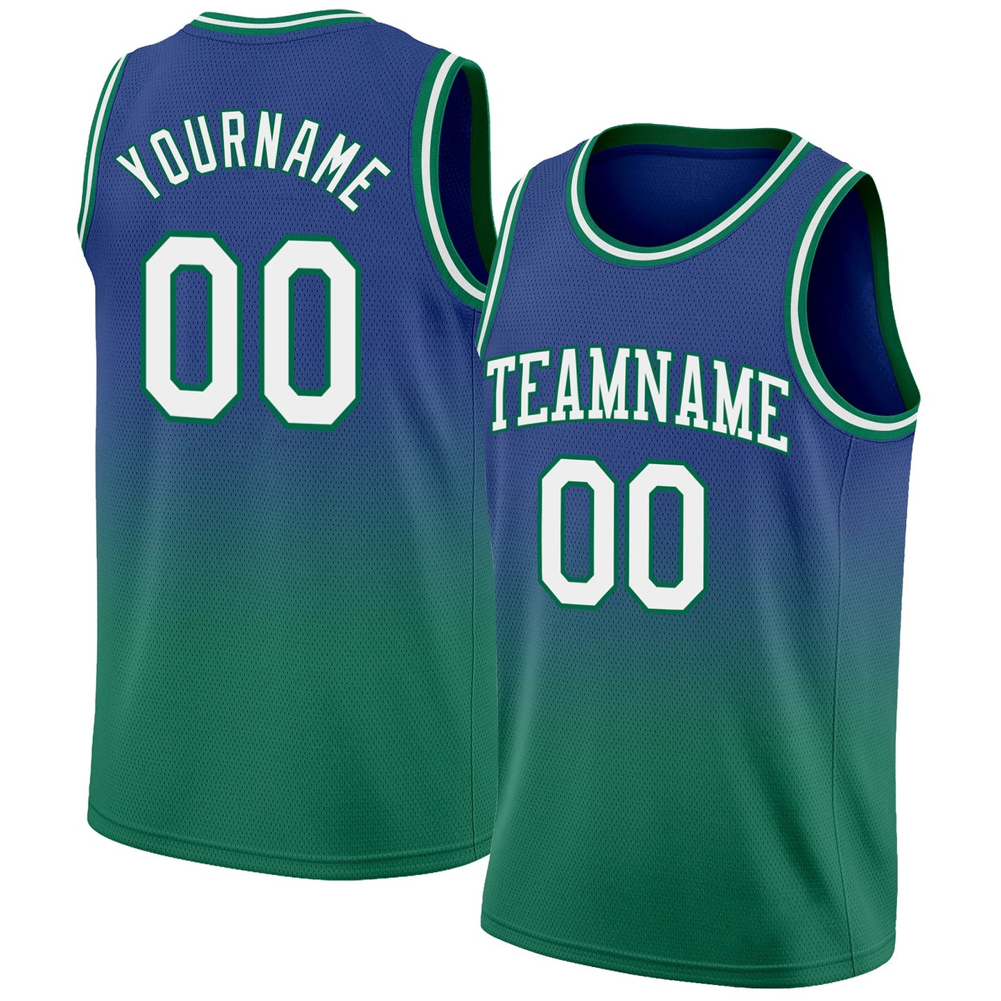 Custom Royal White-Kelly Green Authentic Fade Fashion Basketball Jersey - Sky-Custom