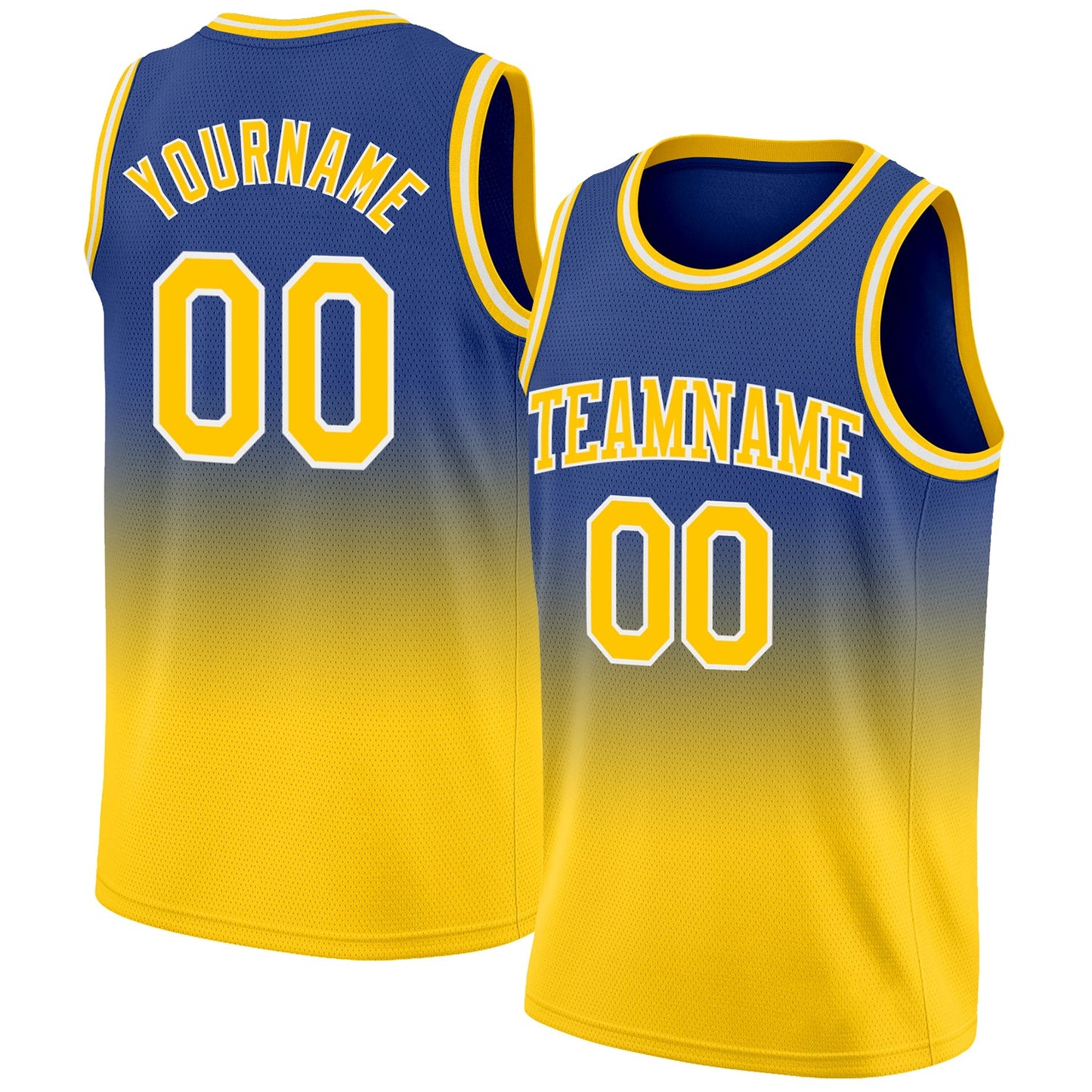 Custom Royal Gold-White Authentic Fade Fashion Basketball Jersey - Sky-Custom