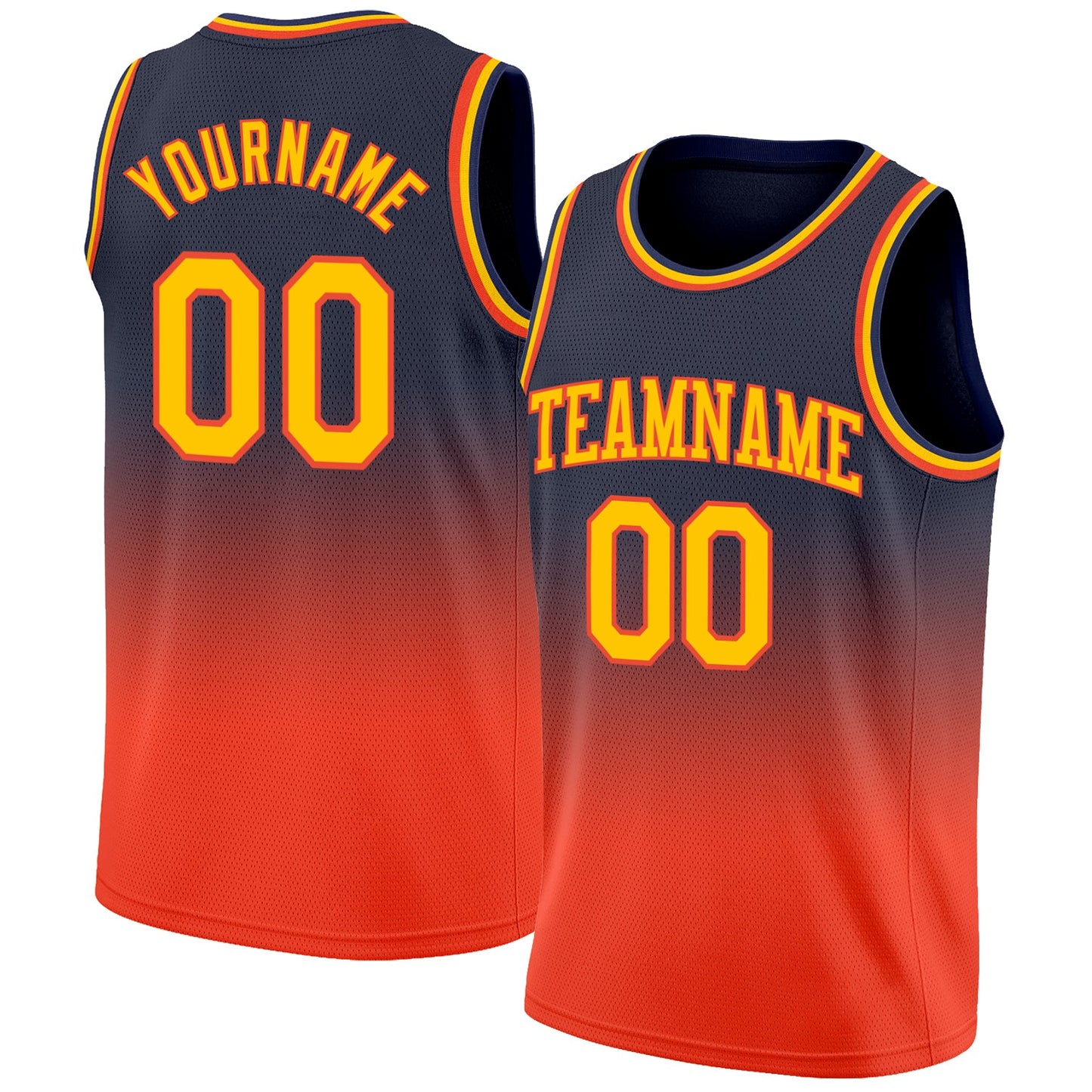 Custom Navy Gold-Orange Authentic Fade Fashion Basketball Jersey - Sky-Custom