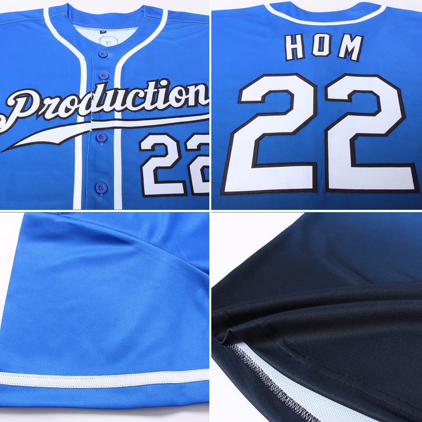 Custom Royal White-Black Authentic Fade Fashion Baseball Jersey - Sky-Custom