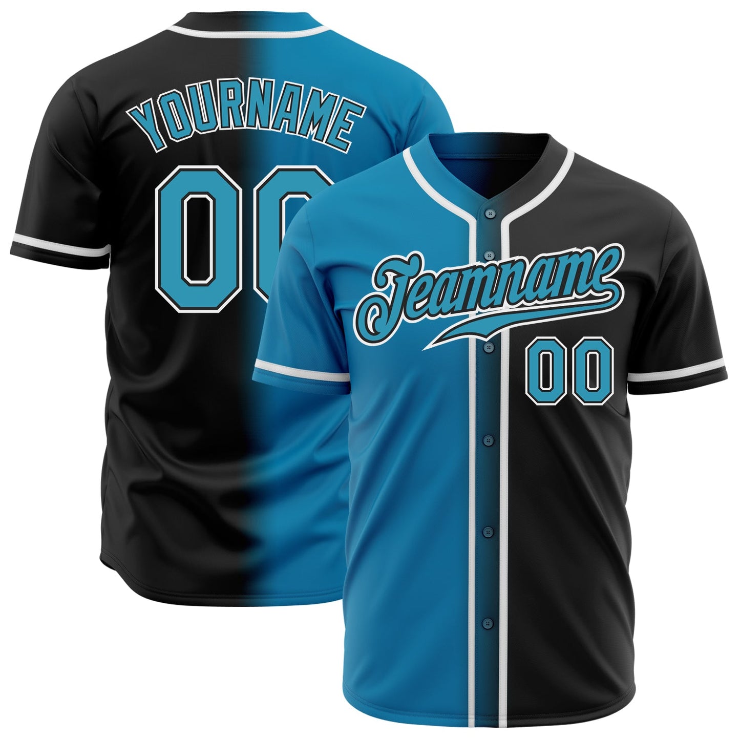 Custom Black Panther Blue-White Authentic Gradient Fashion Baseball Jersey - Sky-Custom