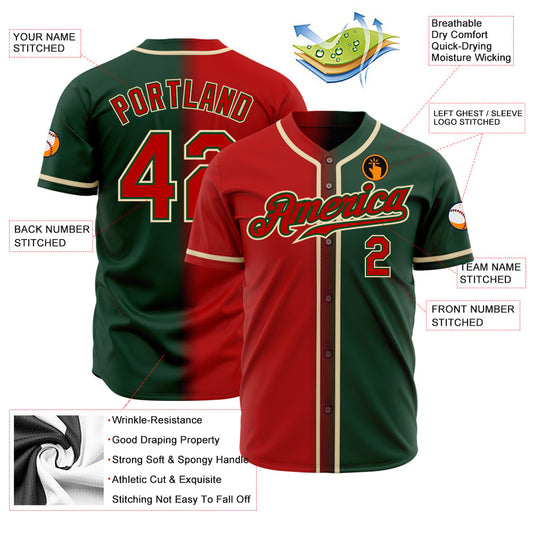 Custom Green Red-Cream Authentic Gradient Fashion Baseball Jersey - Sky-Custom