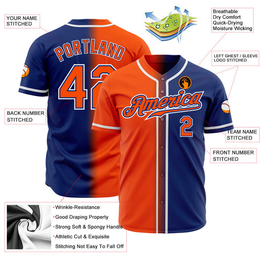 Custom Royal Orange-White Authentic Gradient Fashion Baseball Jersey - Sky-Custom