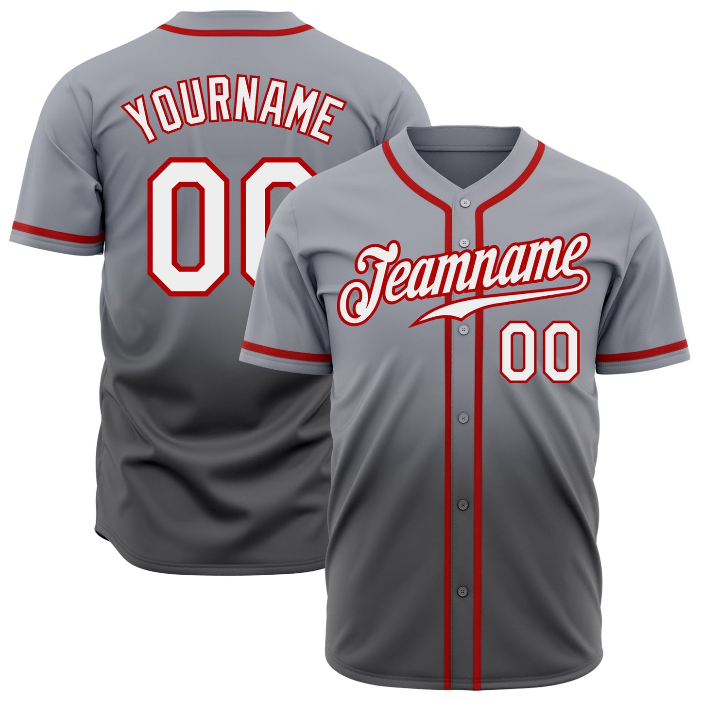 Custom Gray White Steel Gray-Red Authentic Fade Fashion Baseball Jersey - Sky-Custom