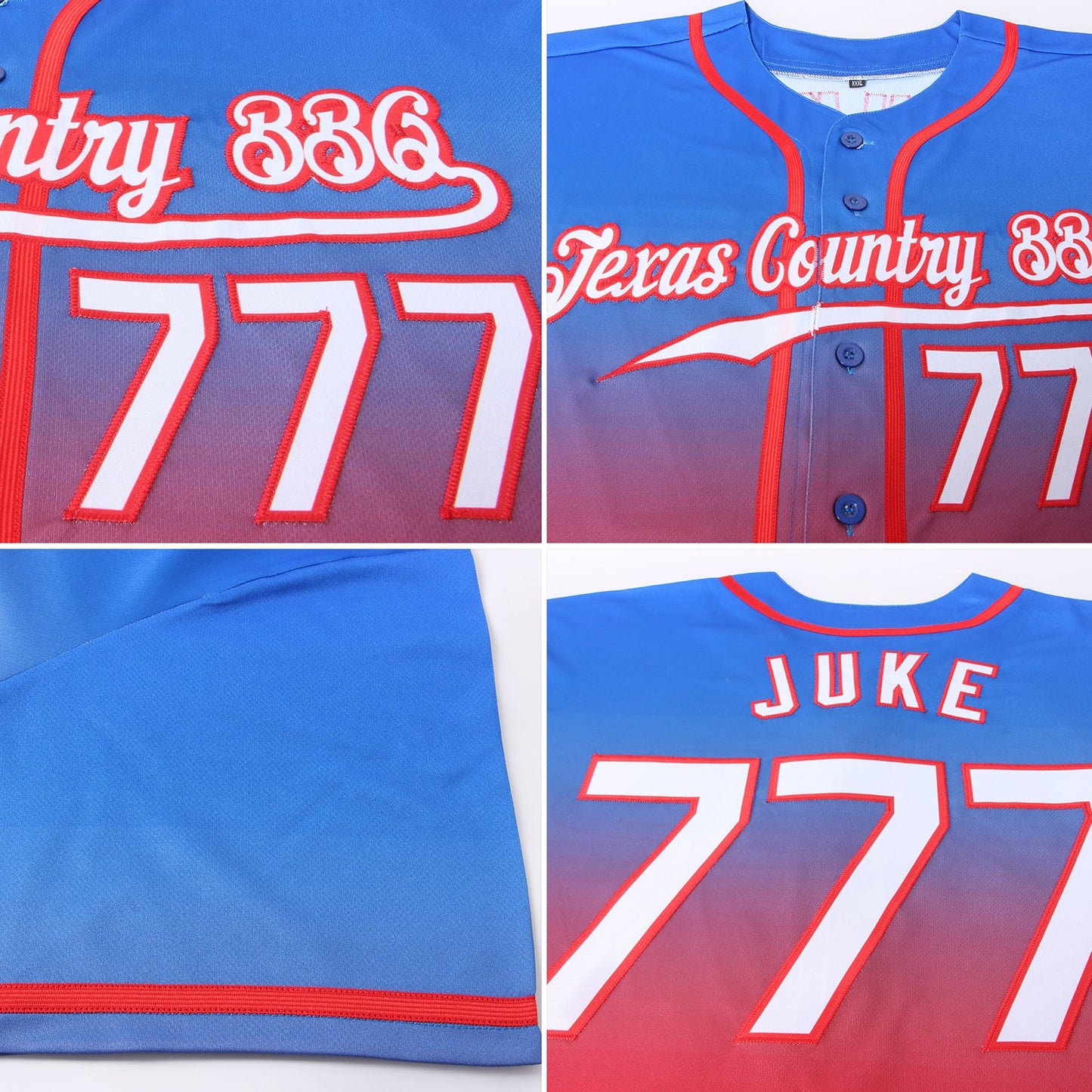 Custom Royal White-Red Authentic Fade Fashion Baseball Jersey - Sky-Custom