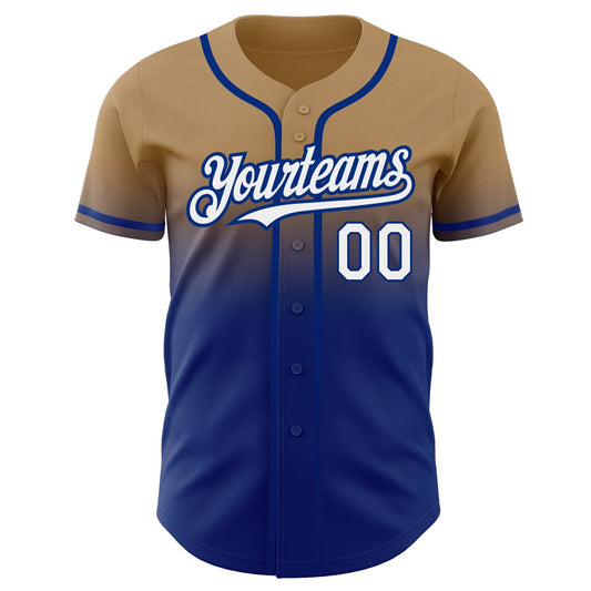 Custom Old Gold White-Royal Authentic Fade Fashion Baseball Jersey - Sky-Custom