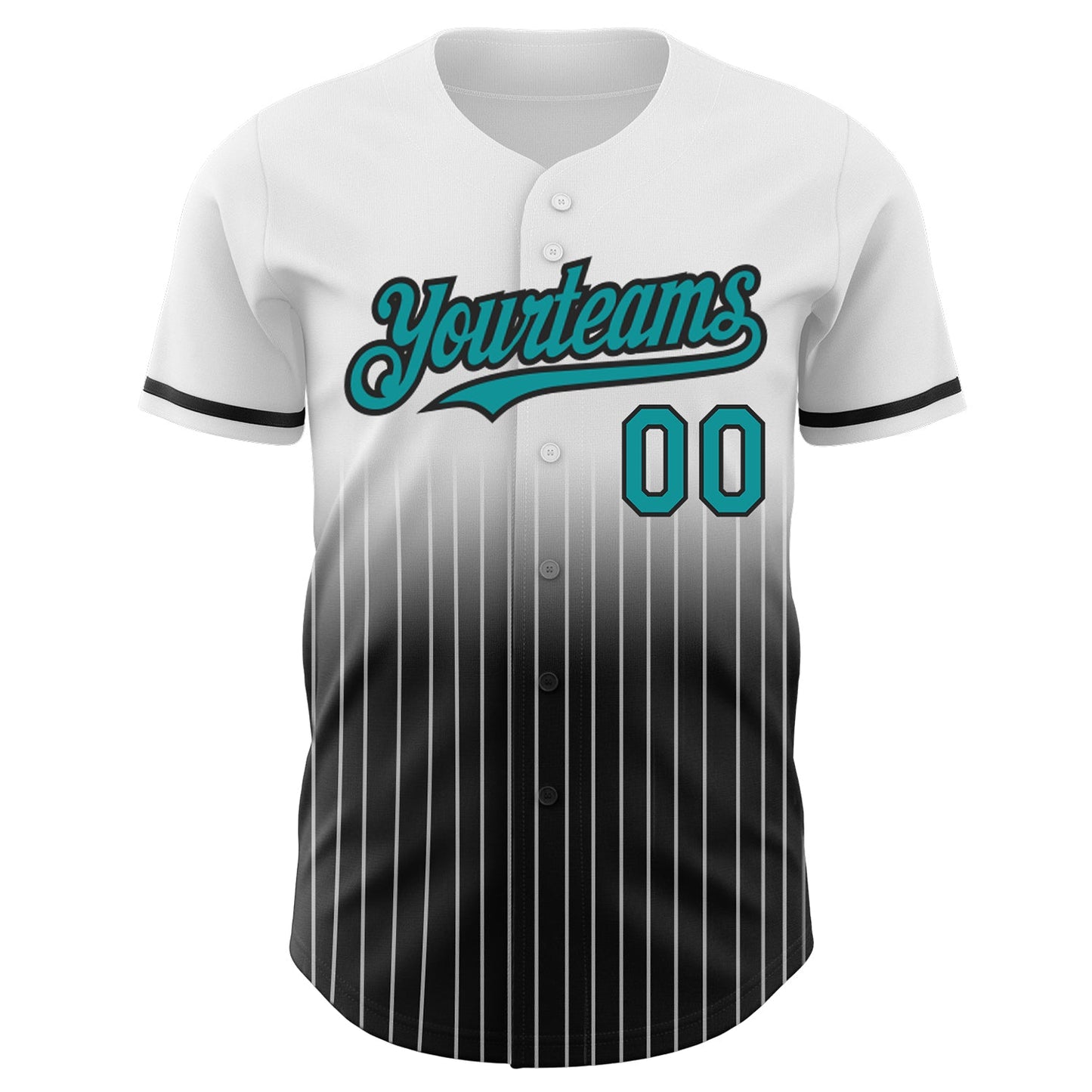 Custom White Pinstripe Teal-Black Authentic Fade Fashion Baseball Jersey - Sky-Custom