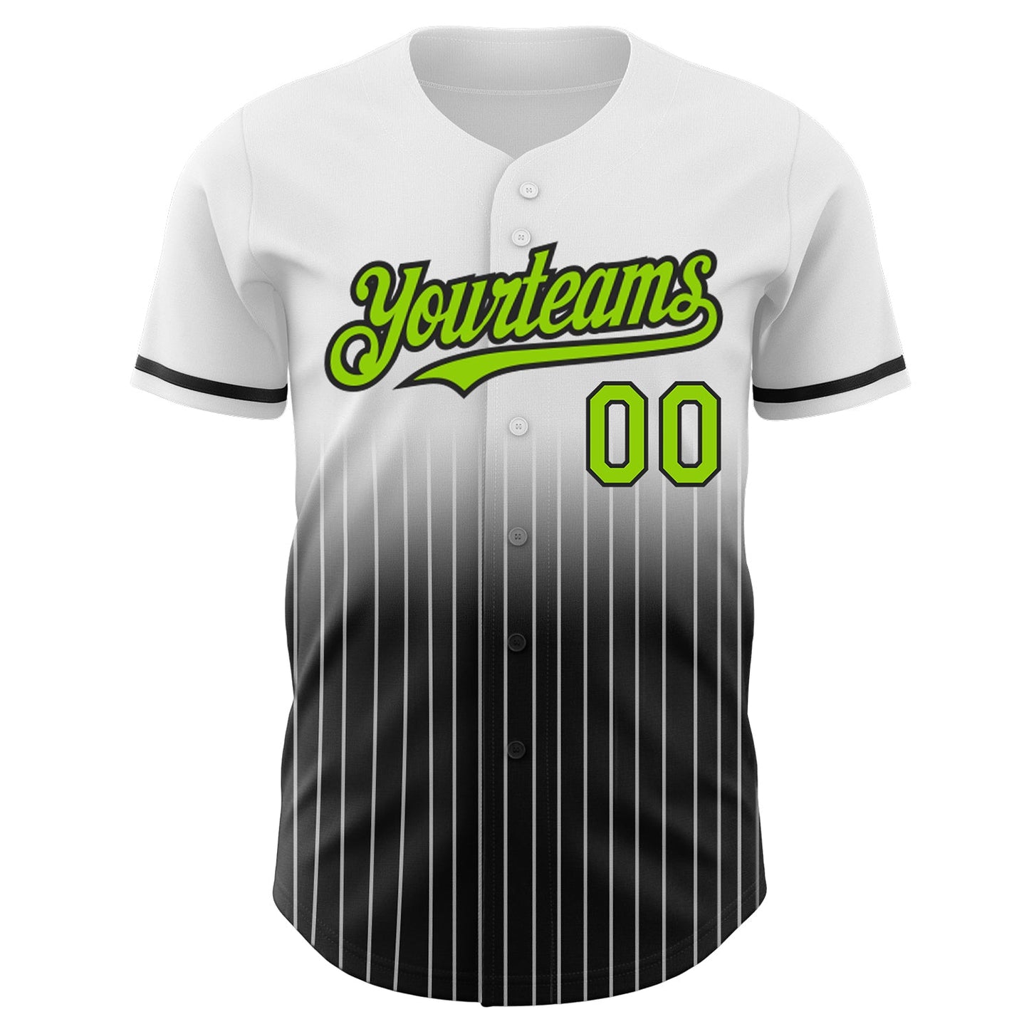 Custom White Pinstripe Neon Green-Black Authentic Fade Fashion Baseball Jersey - Sky-Custom