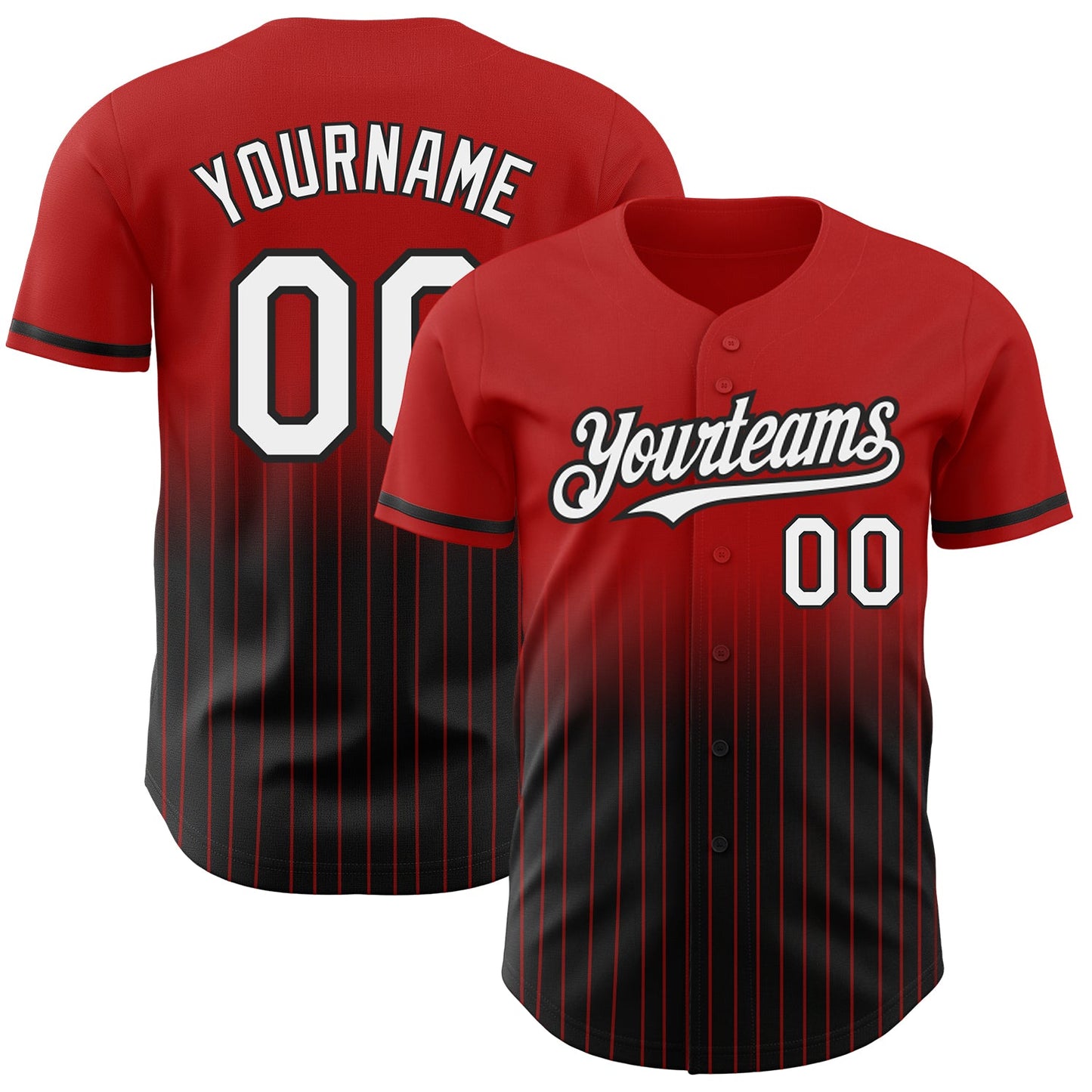 Custom Red Pinstripe White-Black Authentic Fade Fashion Baseball Jersey - Sky-Custom