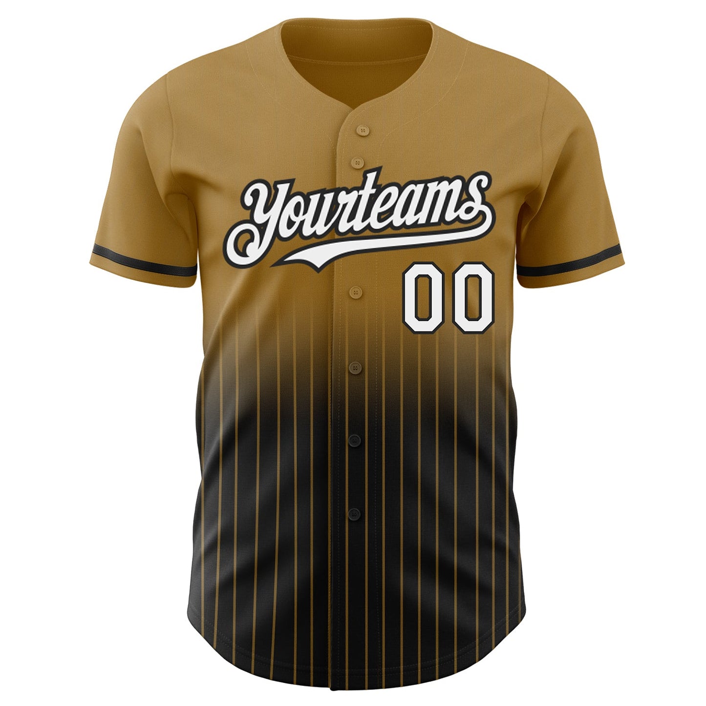 Custom Old Gold Pinstripe White-Black Authentic Fade Fashion Baseball Jersey - Sky-Custom