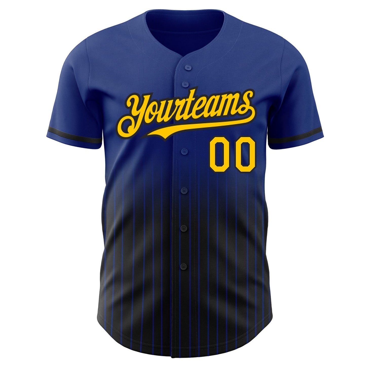 Custom Royal Pinstripe Yellow-Black Authentic Fade Fashion Baseball Jersey - Sky-Custom