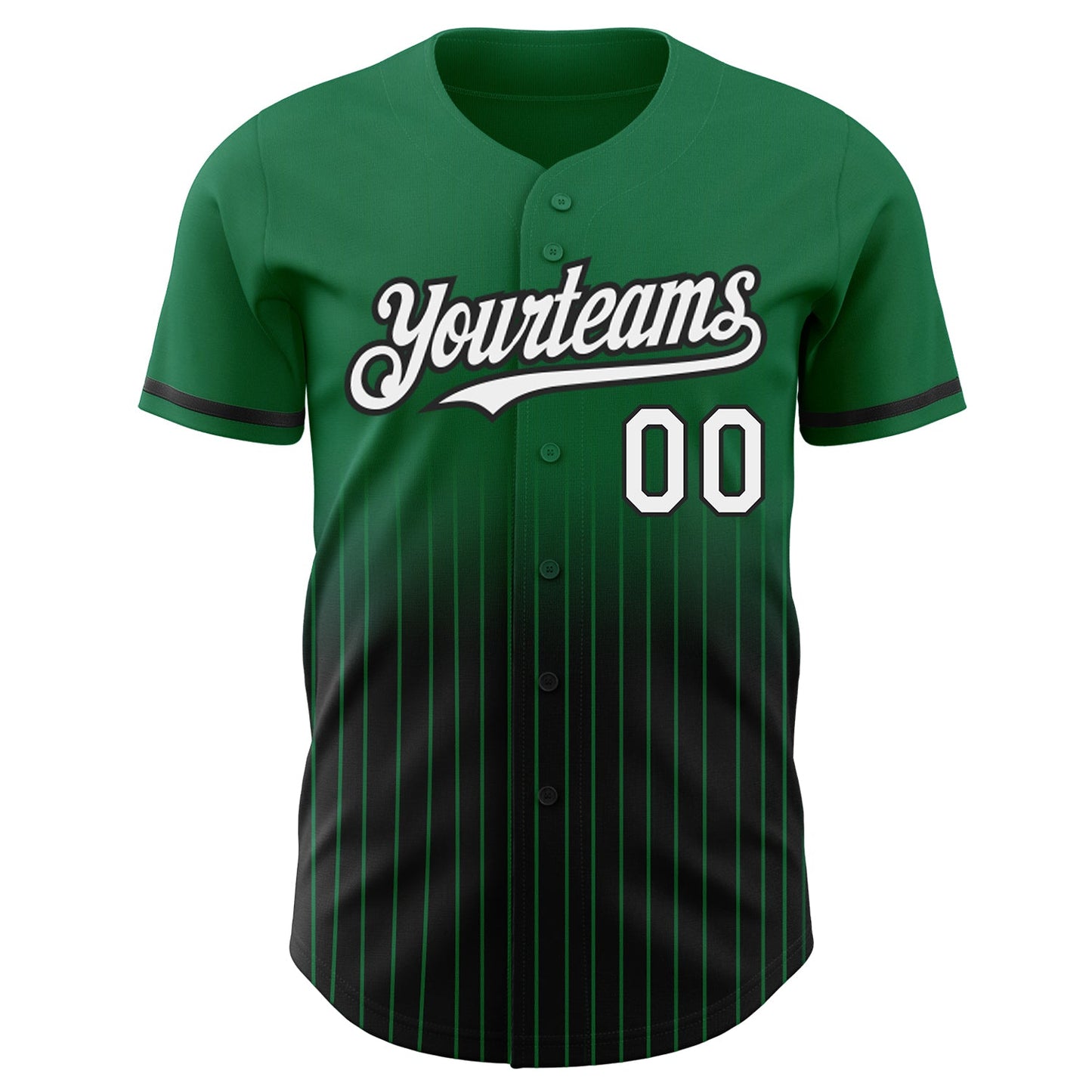 Custom Kelly Green Pinstripe White-Black Authentic Fade Fashion Baseball Jersey - Sky-Custom