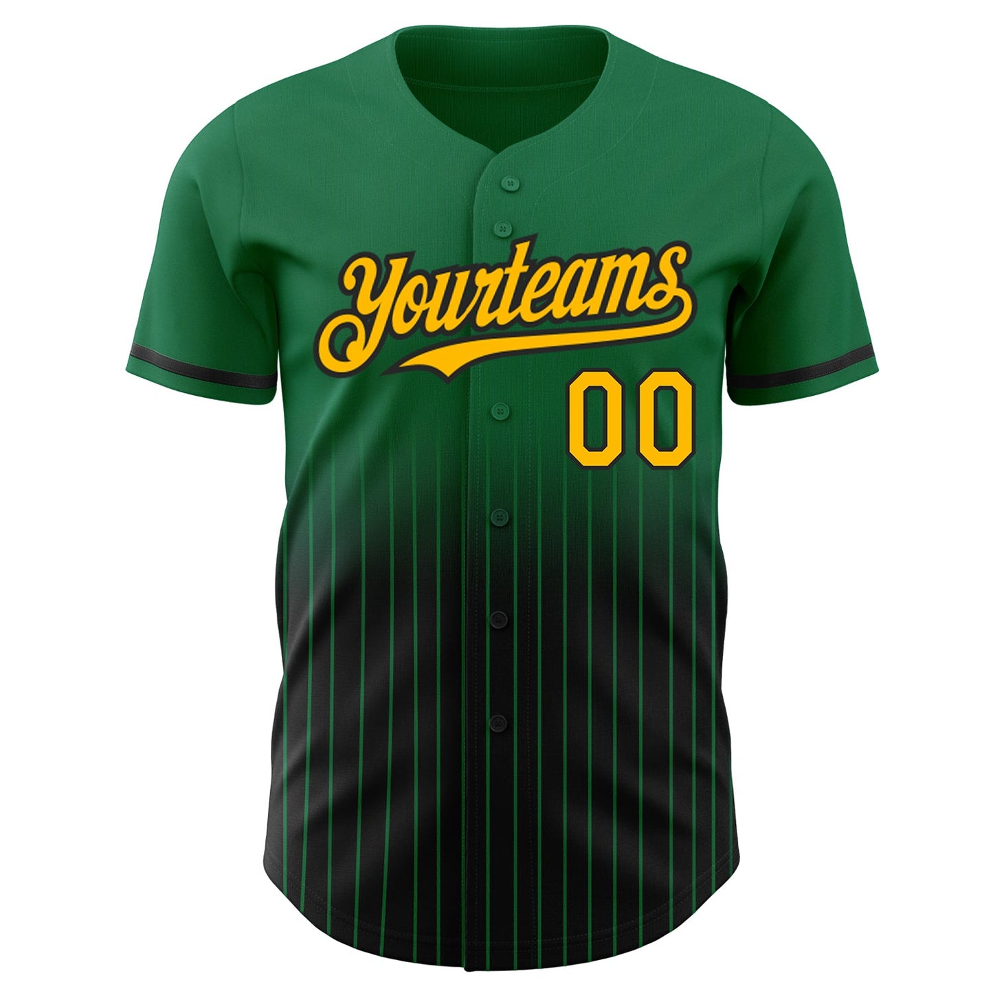 Custom Kelly Green Pinstripe Gold-Black Authentic Fade Fashion Baseball Jersey - Sky-Custom