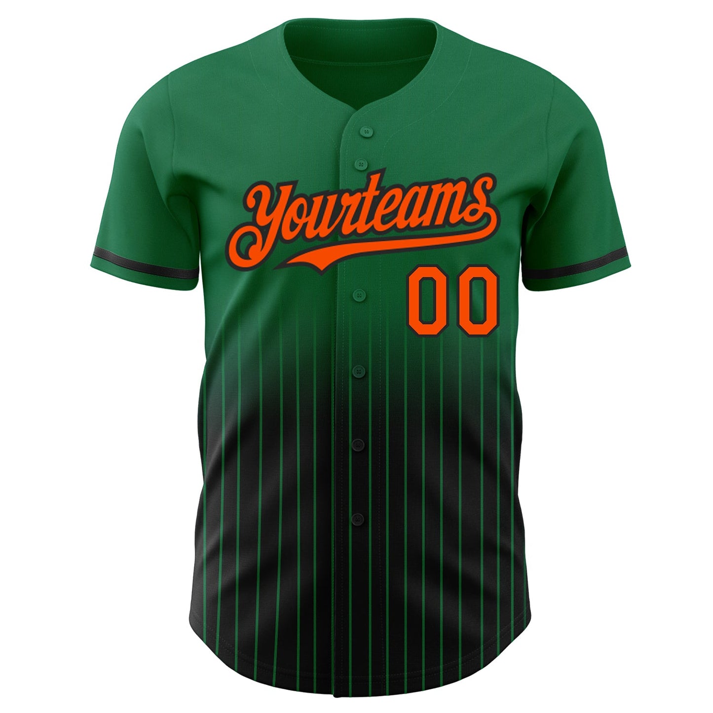 Custom Kelly Green Pinstripe Orange-Black Authentic Fade Fashion Baseball Jersey - Sky-Custom