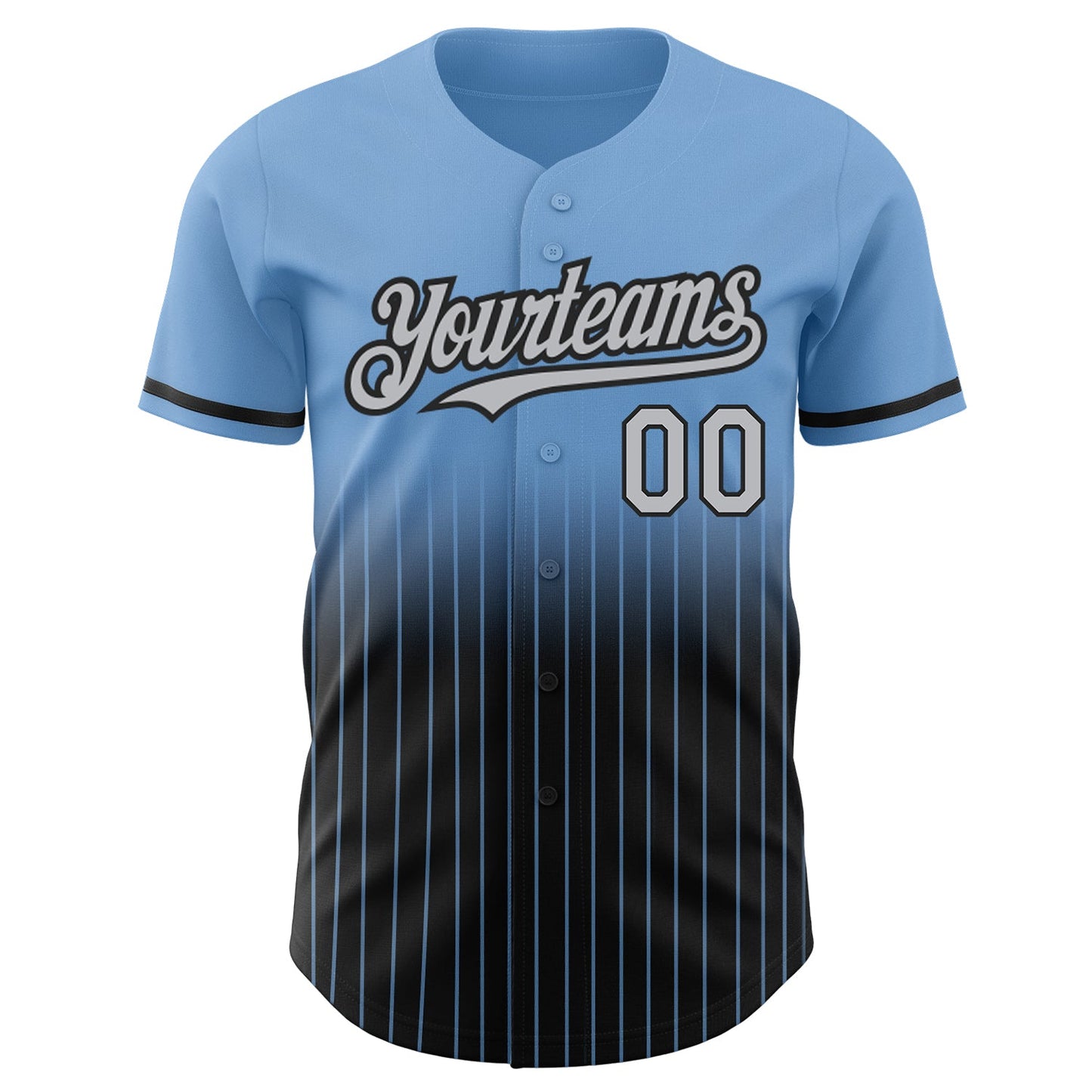 Custom Light Blue Pinstripe Gray-Black Authentic Fade Fashion Baseball Jersey - Sky-Custom