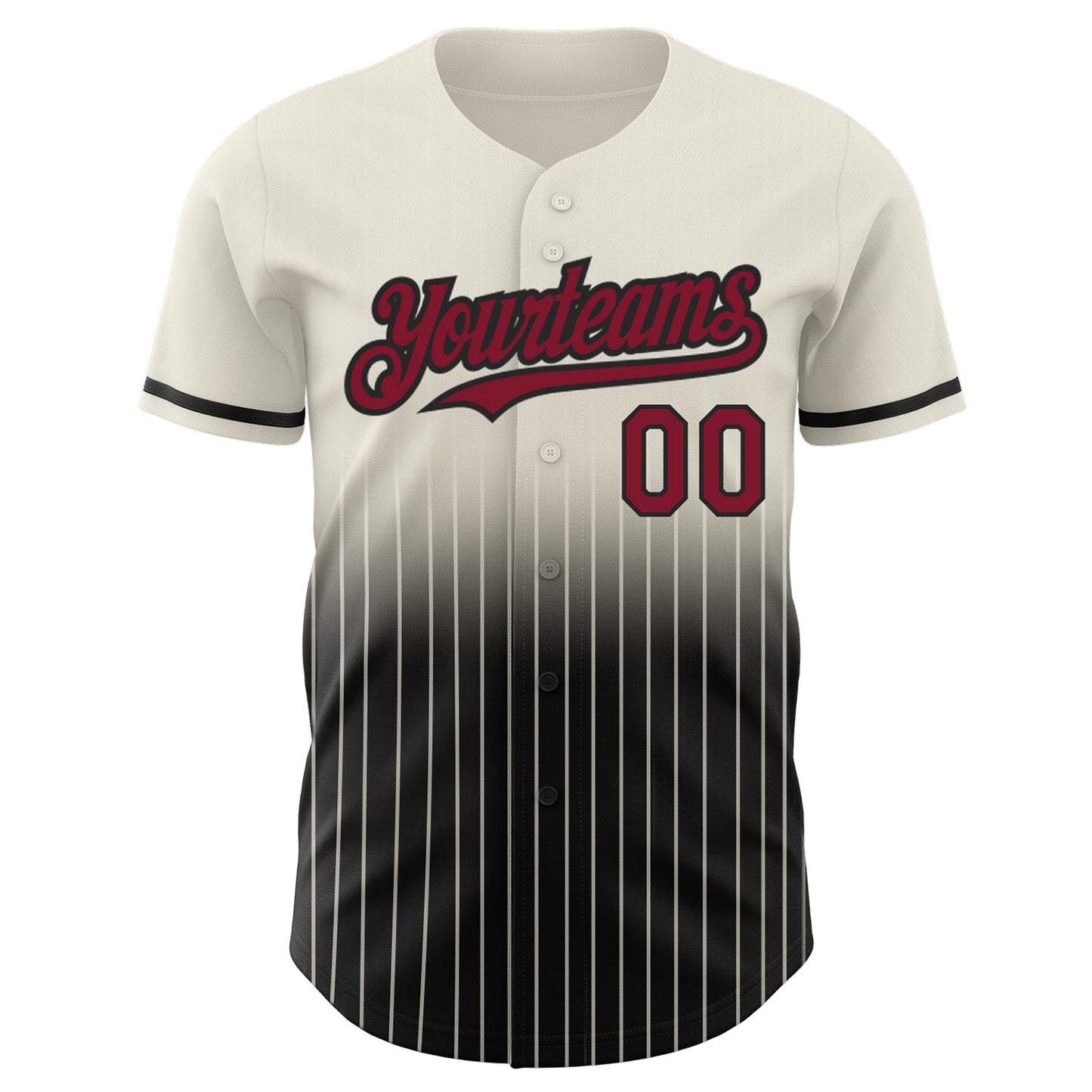 Custom Cream Pinstripe Crimson-Black Authentic Fade Fashion Baseball Jersey - Sky-Custom