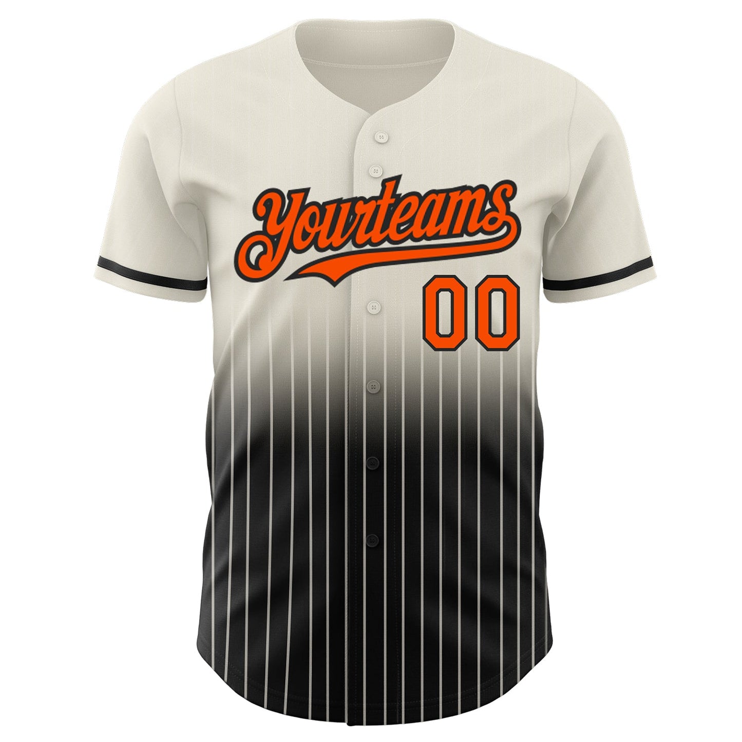 Custom Cream Pinstripe Orange-Black Authentic Fade Fashion Baseball Jersey - Sky-Custom