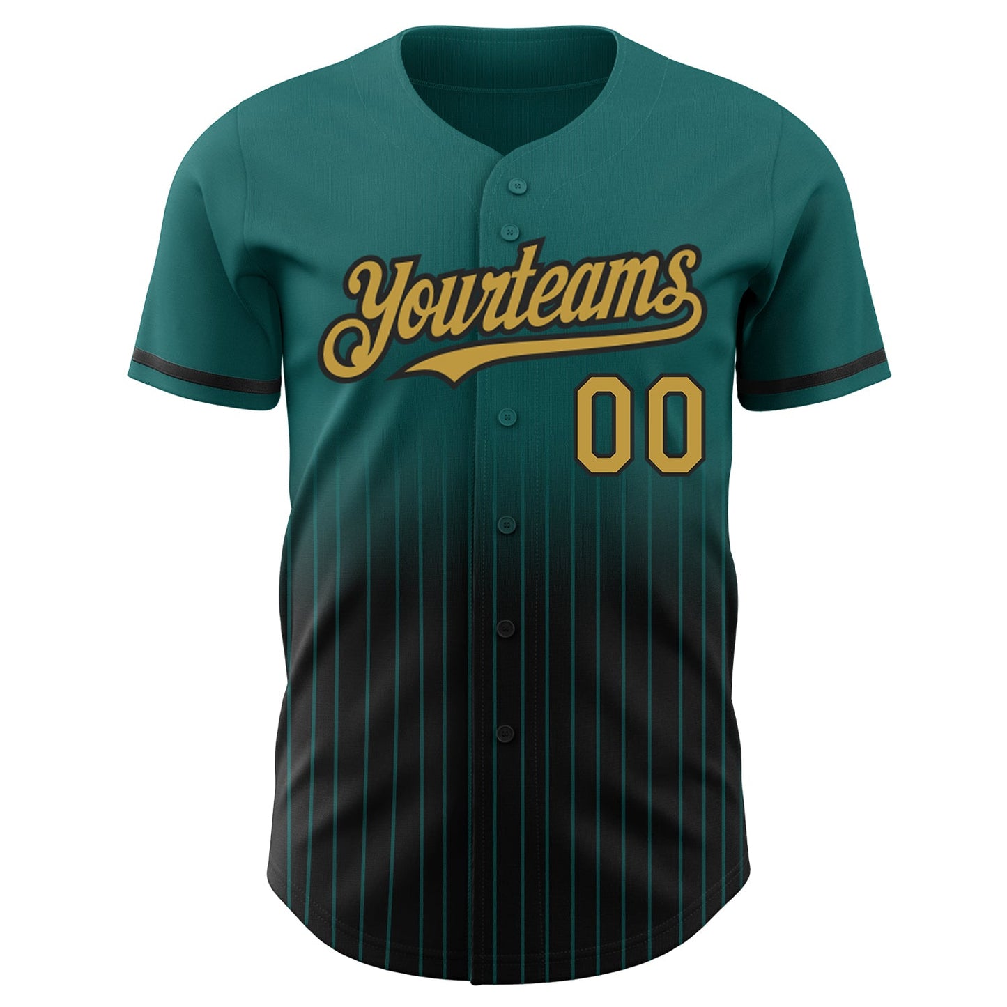 Custom Teal Pinstripe Old Gold-Black Authentic Fade Fashion Baseball Jersey - Sky-Custom