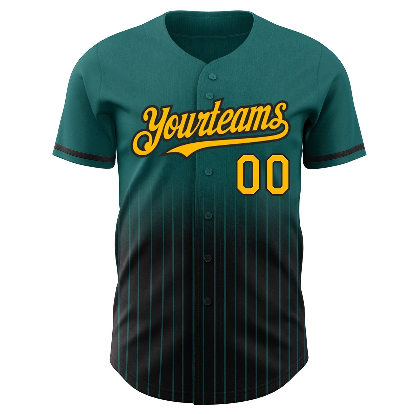 Custom Teal Pinstripe Gold-Black Authentic Fade Fashion Baseball Jersey - Sky-Custom