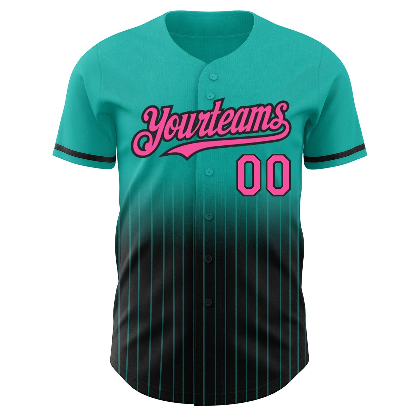 Custom Aqua Pinstripe Pink-Black Authentic Fade Fashion Baseball Jersey - Sky-Custom