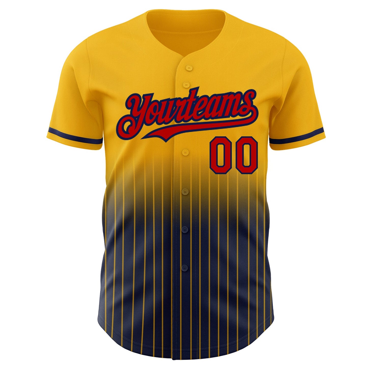 Custom Gold Pinstripe Red-Navy Authentic Fade Fashion Baseball Jersey - Sky-Custom