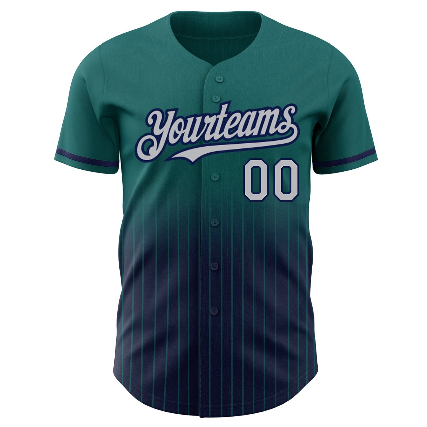 Custom Teal Pinstripe Gray-Navy Authentic Fade Fashion Baseball Jersey - Sky-Custom