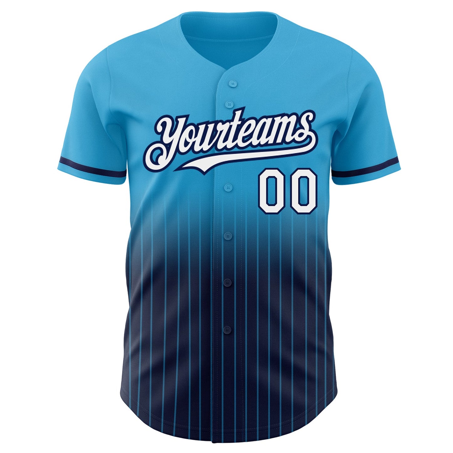 Custom Sky Blue Pinstripe White-Navy Authentic Fade Fashion Baseball Jersey - Sky-Custom