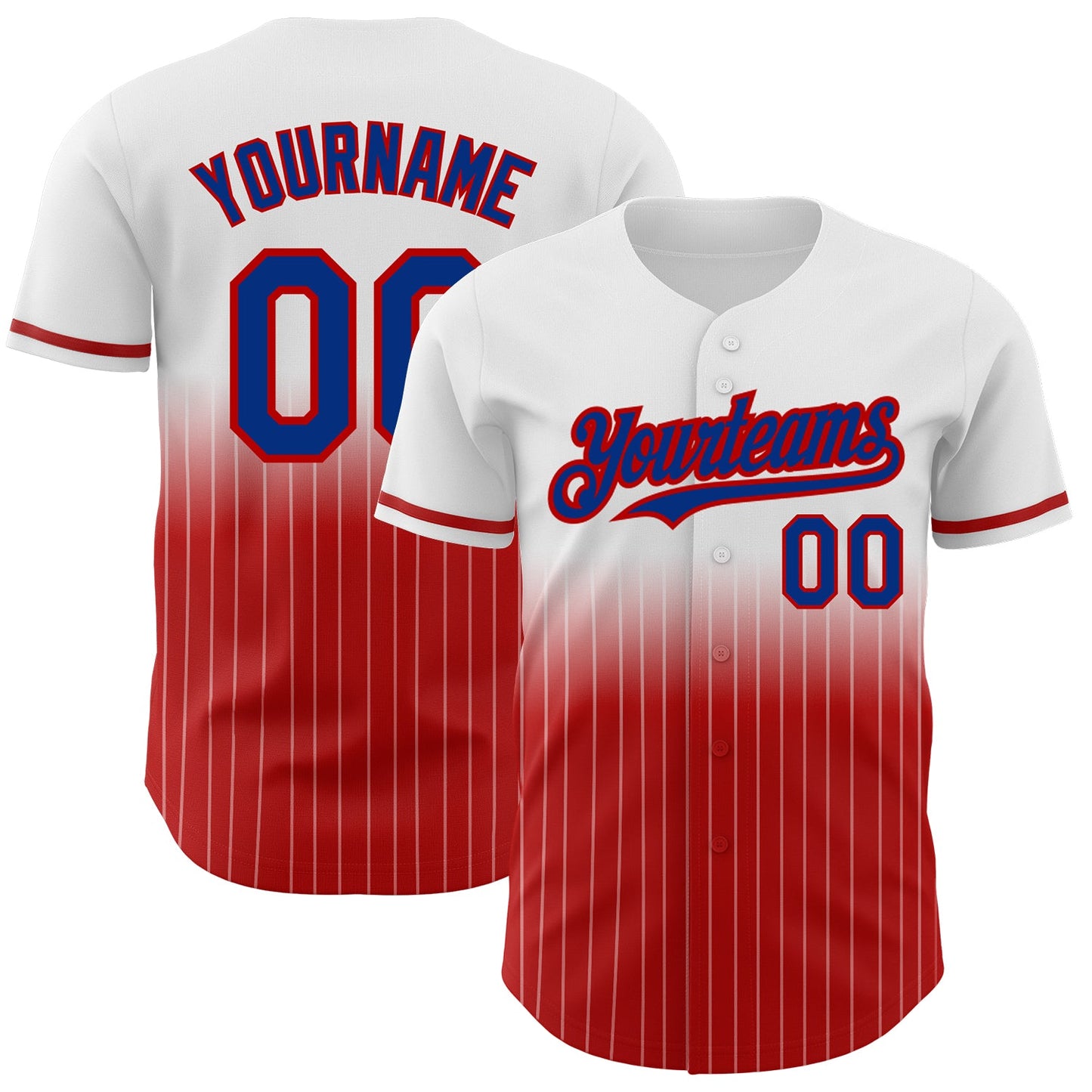 Custom White Pinstripe Royal-Red Authentic Fade Fashion Baseball Jersey - Sky-Custom