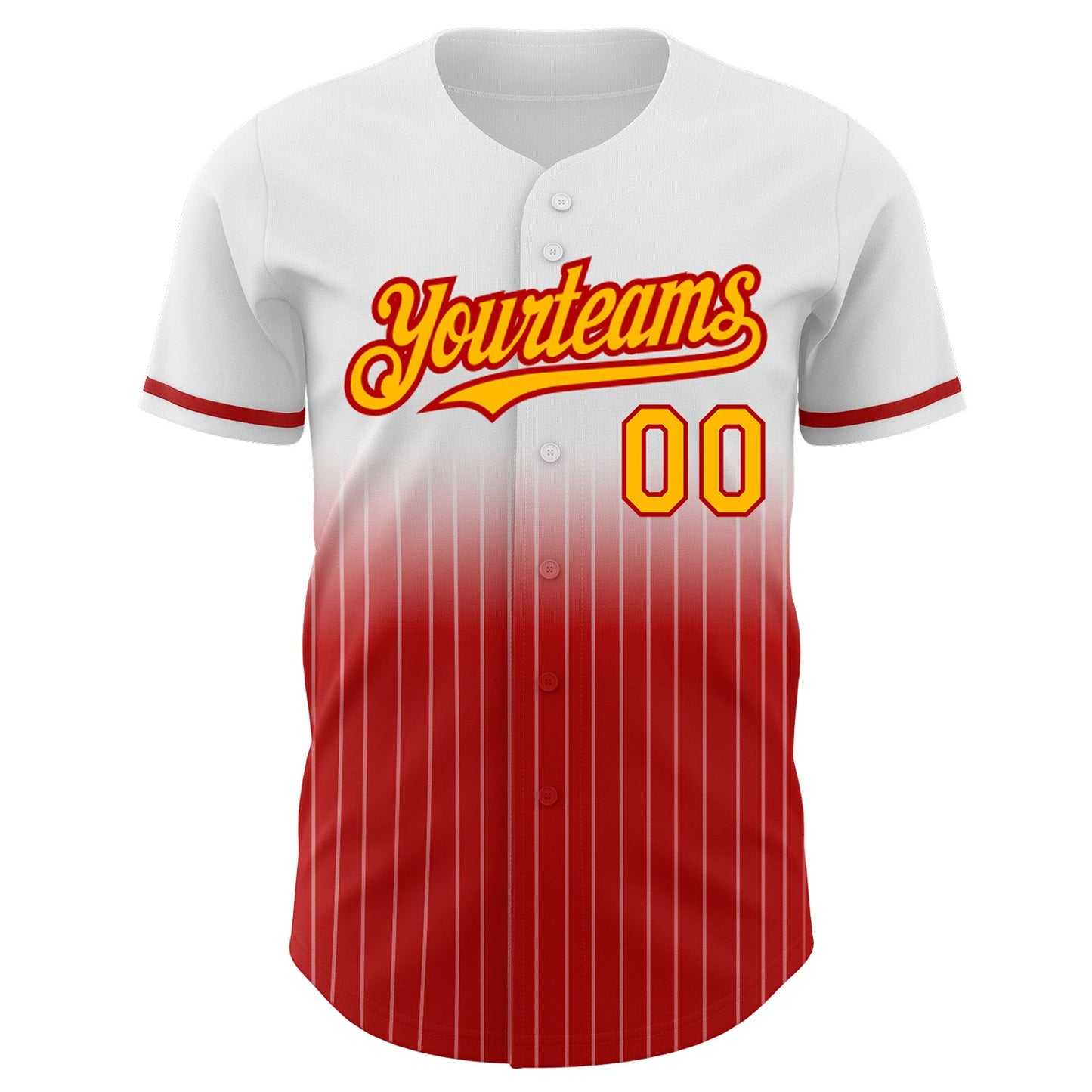 Custom White Pinstripe Gold-Red Authentic Fade Fashion Baseball Jersey - Sky-Custom