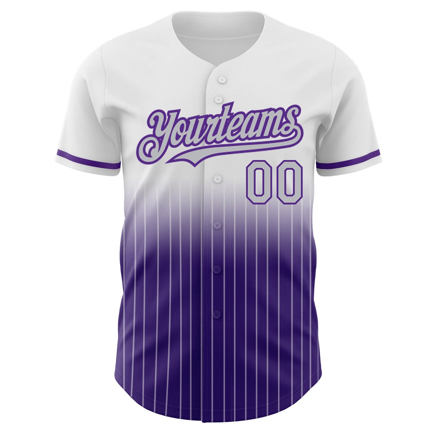 Custom White Pinstripe Gray-Purple Authentic Fade Fashion Baseball Jersey - Sky-Custom