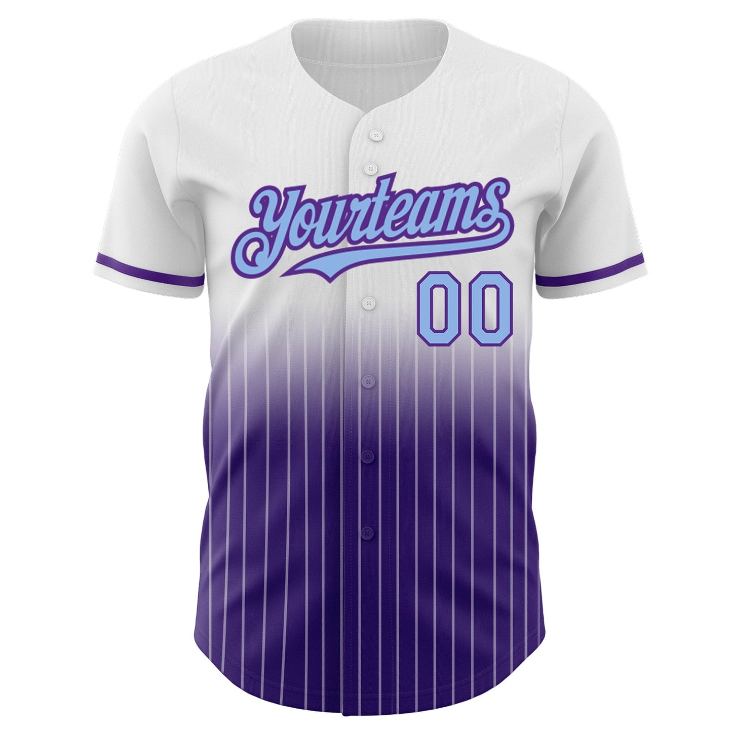 Custom White Pinstripe Light Blue-Purple Authentic Fade Fashion Baseball Jersey - Sky-Custom