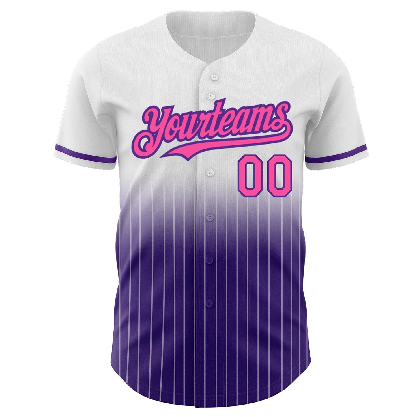 Custom White Pinstripe Pink-Purple Authentic Fade Fashion Baseball Jersey - Sky-Custom