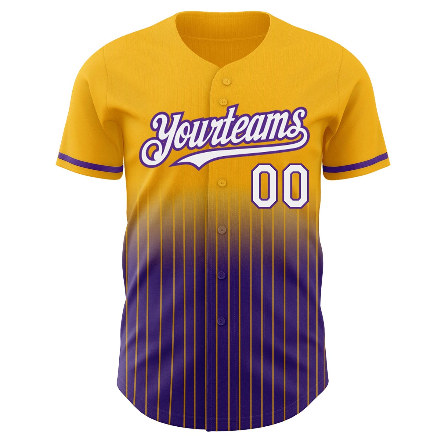 Custom Gold Pinstripe White-Purple Authentic Fade Fashion Baseball Jersey - Sky-Custom