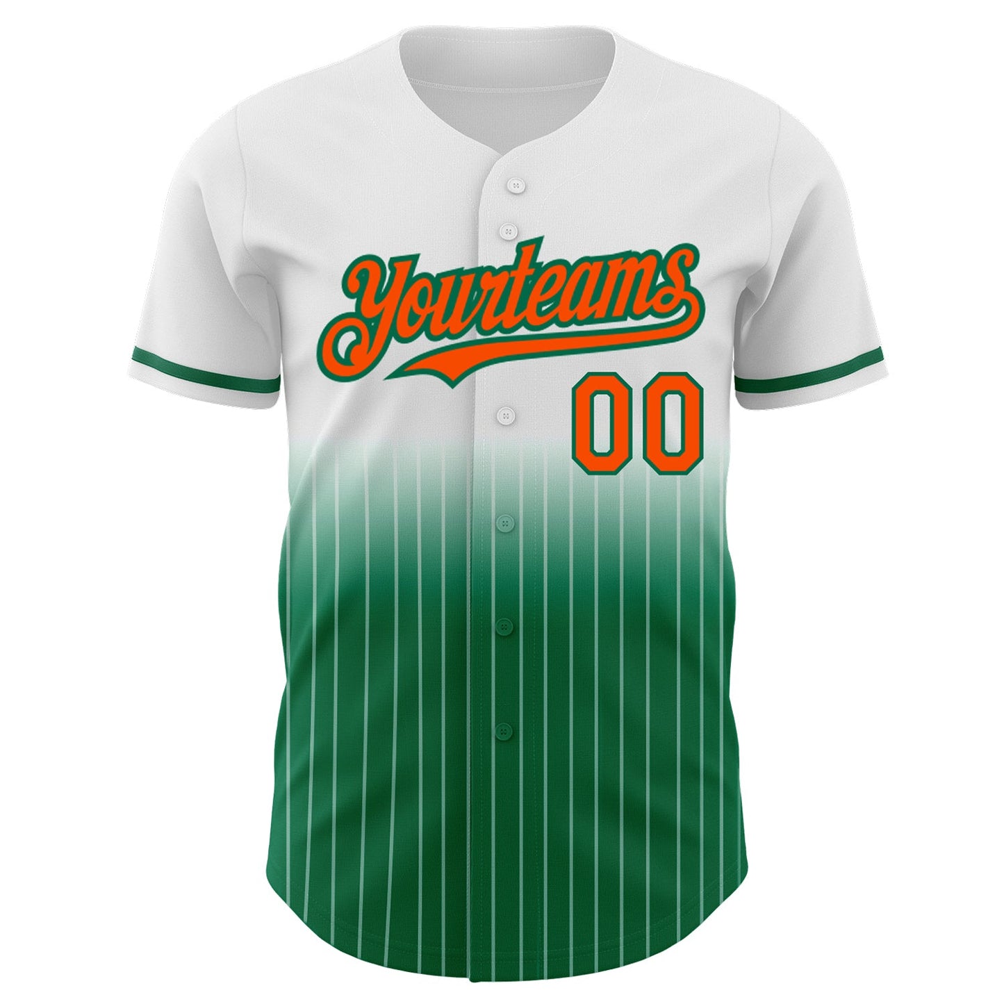 Custom White Pinstripe Orange-Kelly Green Authentic Fade Fashion Baseball Jersey - Sky-Custom