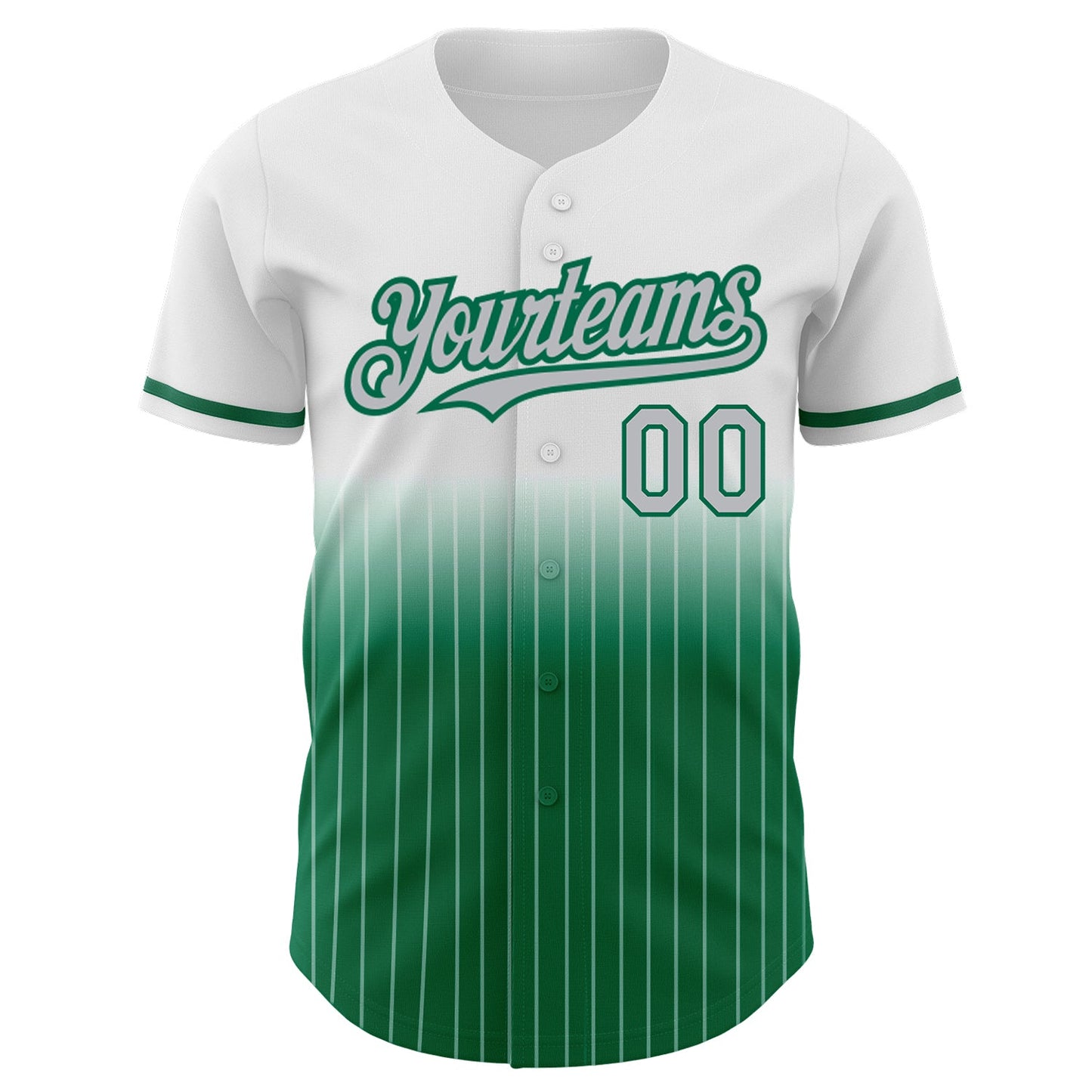 Custom White Pinstripe Gray-Kelly Green Authentic Fade Fashion Baseball Jersey - Sky-Custom