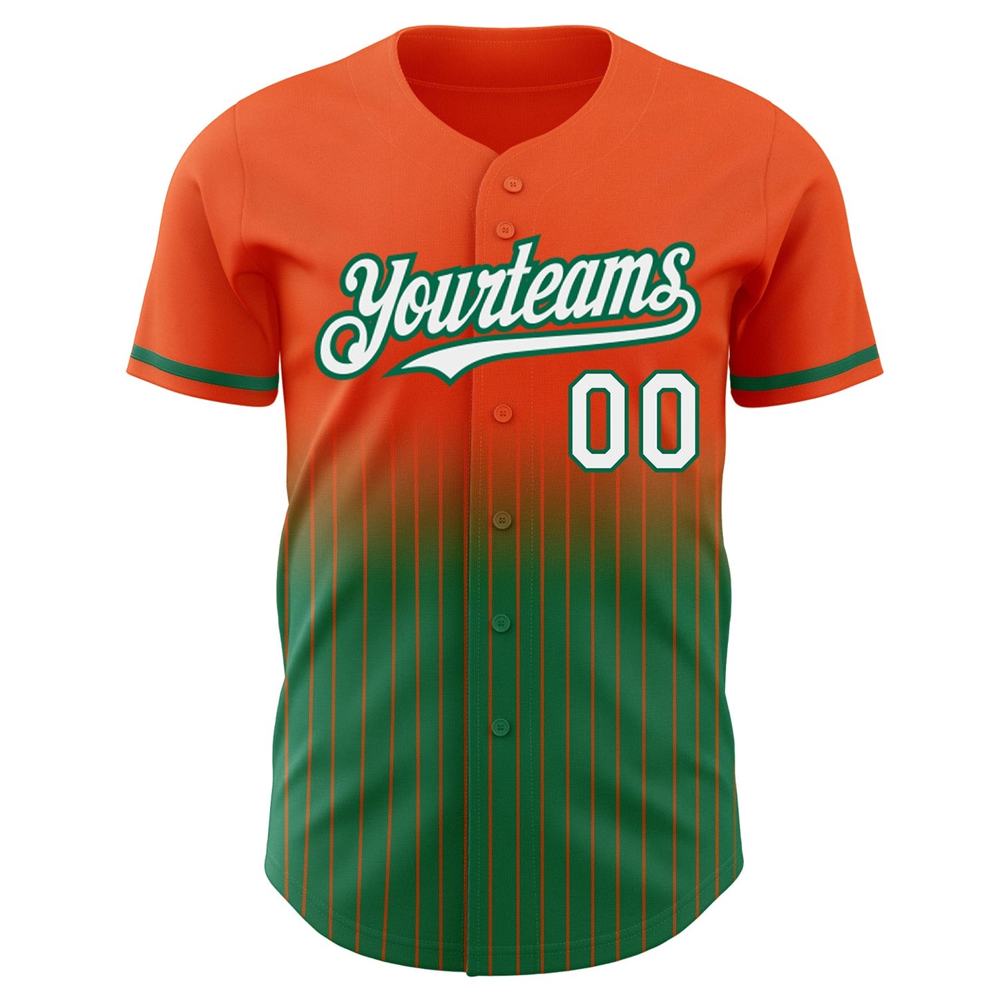 Custom Orange Pinstripe White-Kelly Green Authentic Fade Fashion Baseball Jersey - Sky-Custom