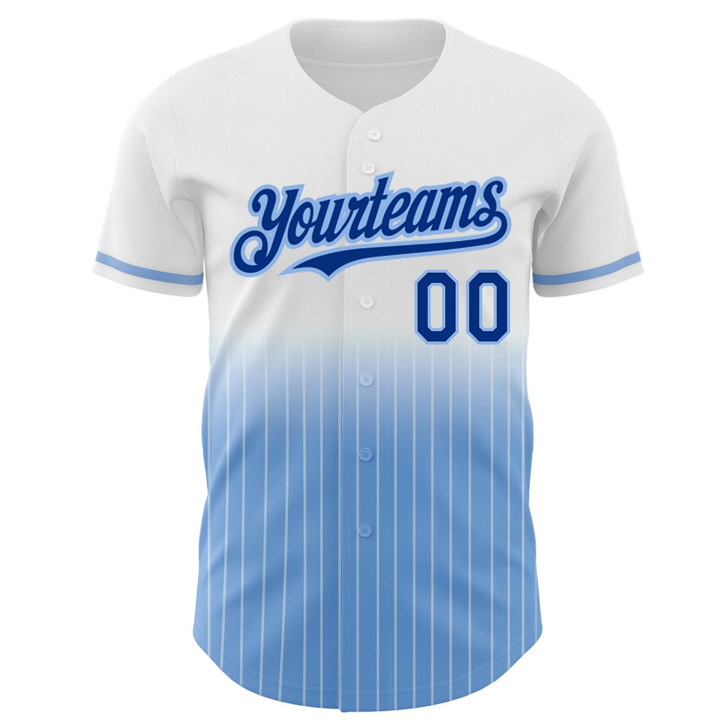 Custom White Pinstripe Royal-Light Blue Authentic Fade Fashion Baseball Jersey - Sky-Custom