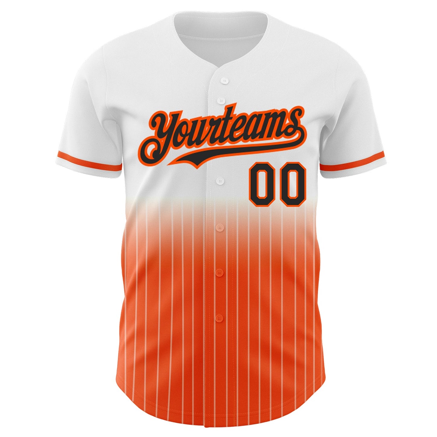 Custom White Pinstripe Black-Orange Authentic Fade Fashion Baseball Jersey - Sky-Custom