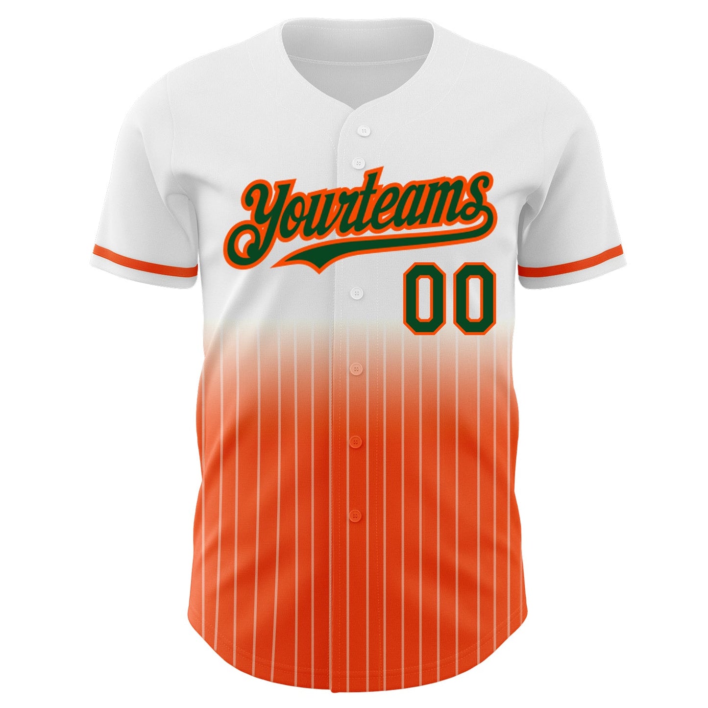 Custom White Pinstripe Green-Orange Authentic Fade Fashion Baseball Jersey - Sky-Custom